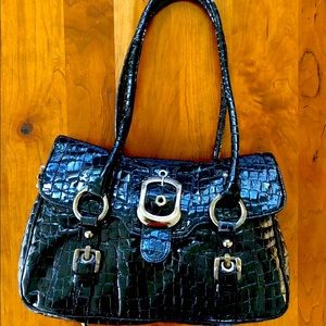 STUART WEITZMAN  Black Patent Leather Handbag  Made in Spain